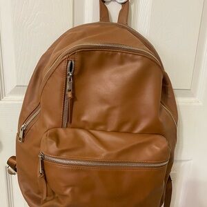 Brown leather backpack